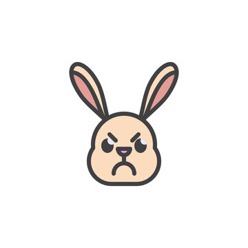 Angry rabbit face emoticon filled outline icon