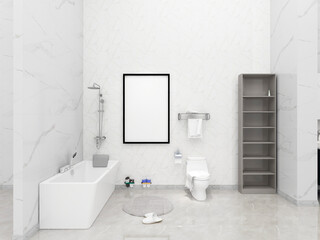 3D rendering, clean and tidy bathroom design
