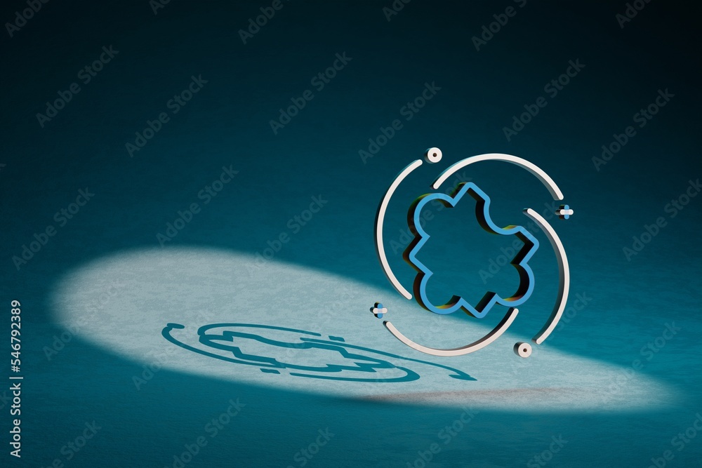 Aufkleber beautiful abstract illustrations blue and golden puzzle symbol icon on a dark blue background. 3d re