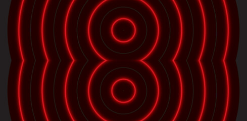 The number 8 glows red on a black background.