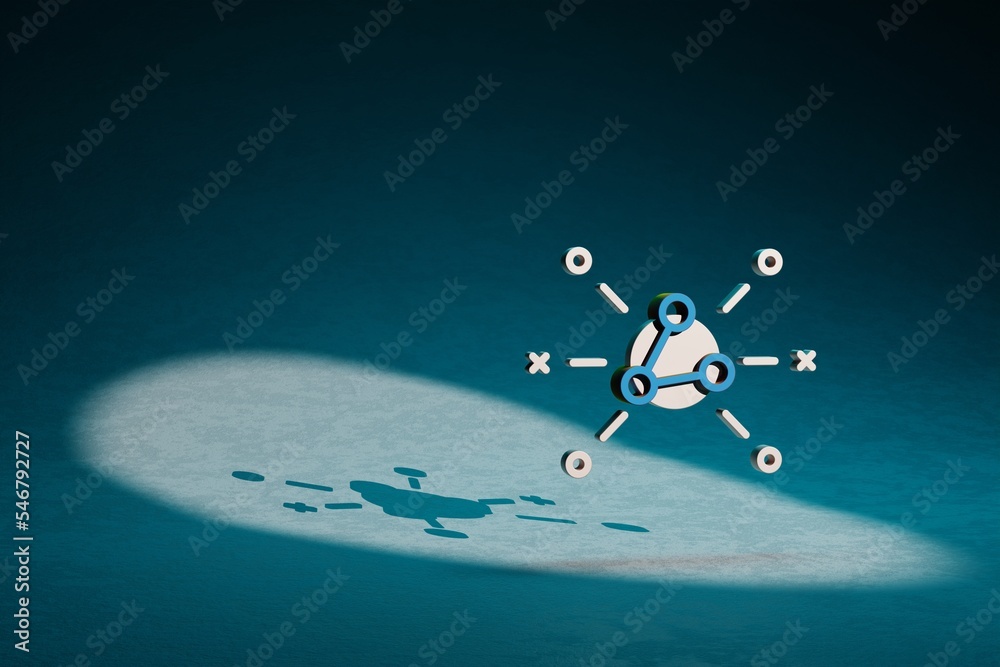 Poster beautiful abstract illustrations blue and golden share symbol icon on a dark blue background. 3d ren