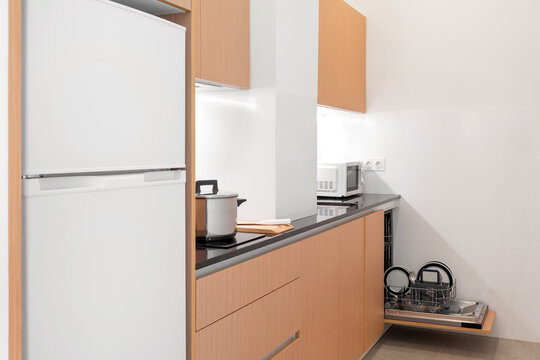 Interior Of modern wooden Kitchen