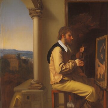man painting a picture