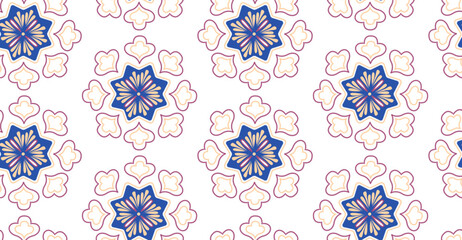 Uzbek floral pattern. Dot painting. Vector seamless pattern