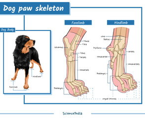 skeleton anatomy of a dog paw