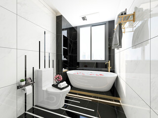 3D rendering, clean and tidy bathroom design