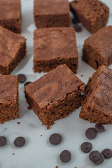brownie cake. Dark chocolate brownie on a table