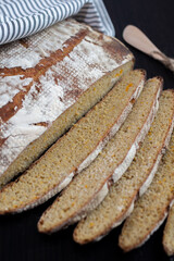 Sliced fresh baked whole grain bread 