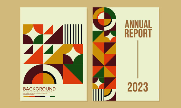 Bauhaus retro cover design set.Abstract geometric pattern background.A4 cover for annual reports, books, journals, catalogs, posters, flyers, banners