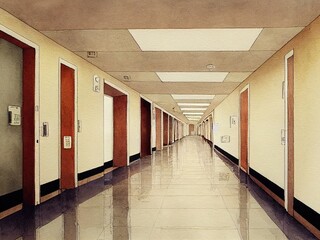 病院の長い廊下