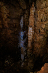 The splendor  of nature - bizarre forms of stalactites and stalagmites in the Salamander Cave in northern Israel