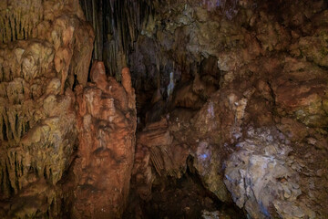 The splendor  of nature - bizarre forms of stalactites and stalagmites in the Salamander Cave in northern Israel
