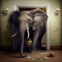 Fototapeta premium Elephant in the Room | Created Using Midjourney and Photoshop