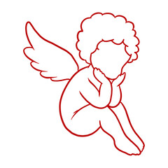 Red Cupid Outlined