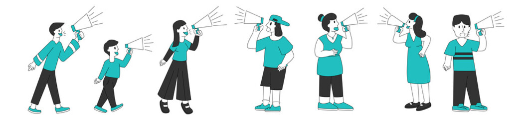 People character with megaphone. Character design.