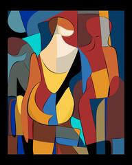 Colorful background, cubism art style,abstracts figures
