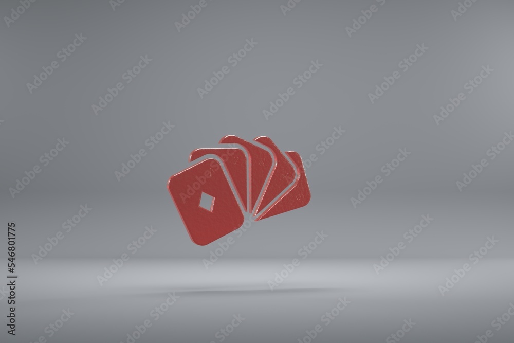 Aufkleber beautiful illustration straight poker red symbol icons on a grey background. 3d rendering illustrati