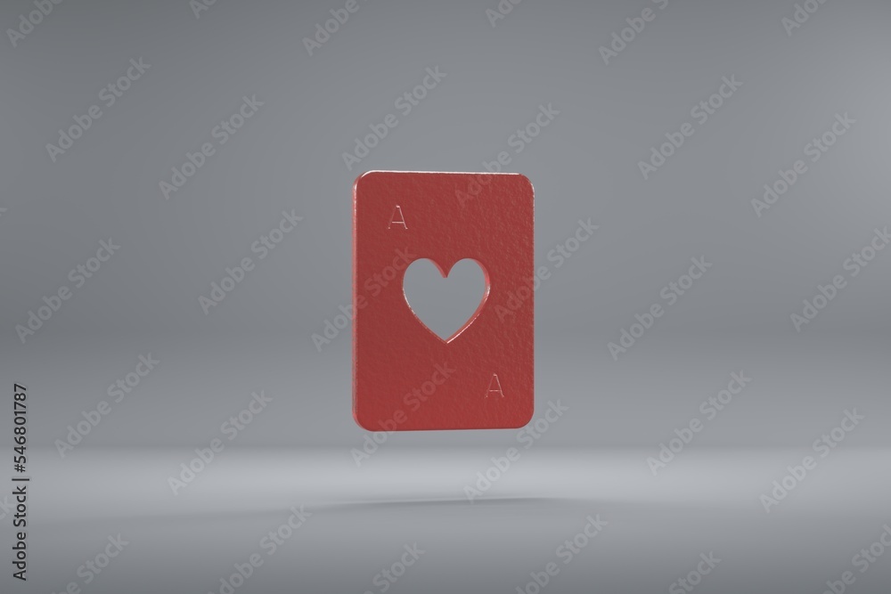 Leinwandbilder beautiful illustration ace of hearts red symbol icons on a grey background. 3d rendering illustratio