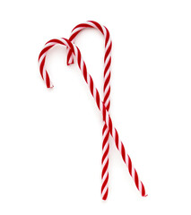 Sweet candy canes isolated on white background