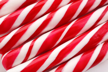 Delicious candy canes as background, closeup