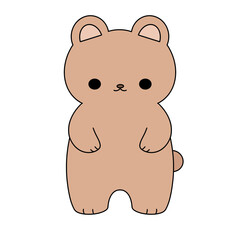 Cute Autumn Bear Animal color illustration.