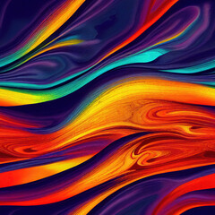Obraz premium Colorful Vibrant Seamless Pattern Turbulent Flow. Flawless Border. Dynamic Beautiful Abstract Art Background. For AD, WEB, UI, Wallpaper, Game, Novel, Poster.
