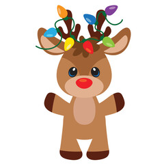 Cute Christmas reindeer vector cartoon illustration