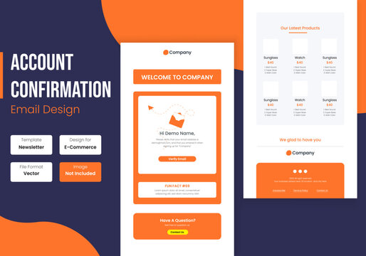 Website account confirmation email template design	
