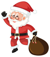 Santa Claus holding Christmas bag