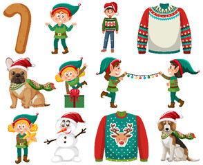 Christmas characters and elements set