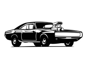 Obraz premium 1970's dodge charger car isolated on white background view from side. best for the car industry. logos, badges, emblems and icons. vector illustration available in eps 10.