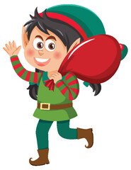 Christmas elf girl cartoon character