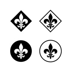 Fleur de lis heraldic icon set isolated on white background