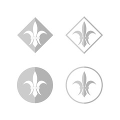 Fleur de lis heraldic icon set isolated on white background