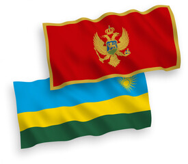 Flags of Republic of Rwanda and Montenegro on a white background
