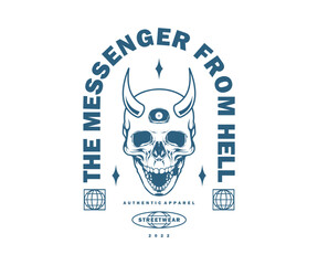 Vintage illustration of skull t shirt design, vector graphic, typographic poster or tshirts street wear and Urban style