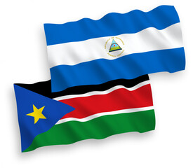 Flags of Nicaragua and Republic of South Sudan on a white background