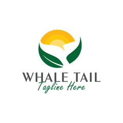 green whale tail vector illustration logo