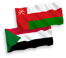 Flags of Sultanate of Oman and Sudan on a white background