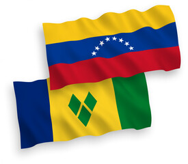 Flags of Venezuela and Saint Vincent and the Grenadines on a white background