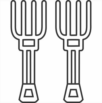 
Vector, Image of Farm tool fork icon, black and white in color, with transparent background