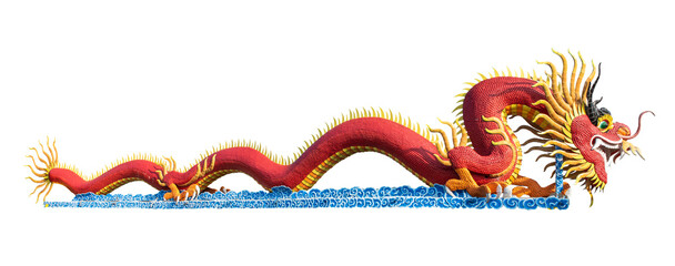 Old chinese dragon on transparent background.