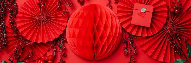 Concept of Happy Chinese new year, top view