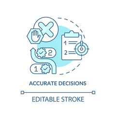 Accurate decisions turquoise concept icon. Strong data management plan abstract idea thin line illustration. Isolated outline drawing. Editable stroke. Arial, Myriad Pro-Bold fonts used