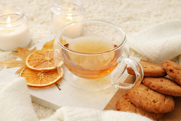 Concept of Hygge, warm and cozy composition