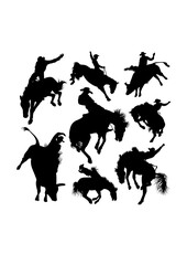 Rodeo action silhouettes. Good use for symbol, logo, icon, mascot, sign, or any design you want.