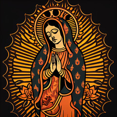 Fototapeta na wymiar Design illustration beautiful lady of guadalupe mexico saint holy faith