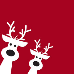 Cute reindeer on a red background. Christmas background, banner ,or card.