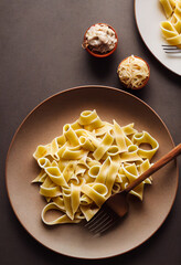 pasta  variation on white plate