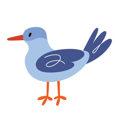 Cute tern bird, funny northern seagull with huge tusks, Antarctic and arctic animal. flat vector illustration, isolated on white background